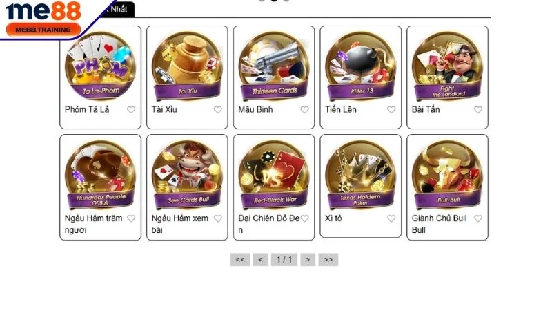 Top game bài Me88 hấp dẫn nhất