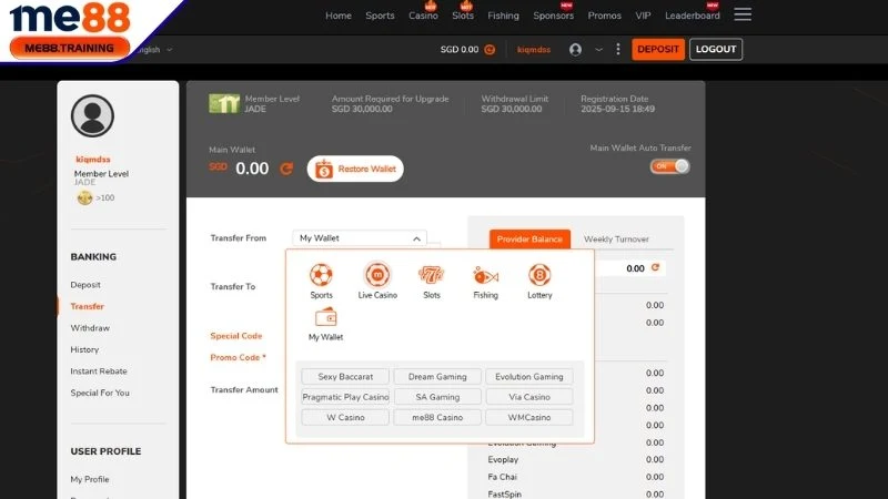 Điều cần lưu ý khi thực hiện rút tiền tại Me88
